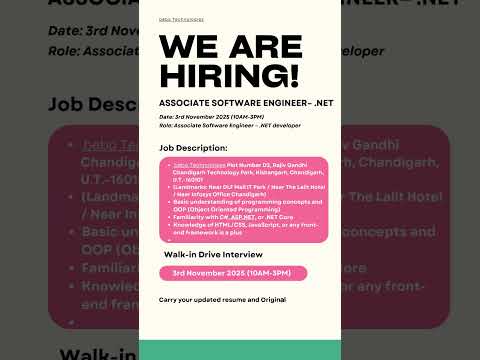 🚀Fresher Job Alert .Net Developer Opening at bebo Technologies  walk-in interview #shorts #itjobs