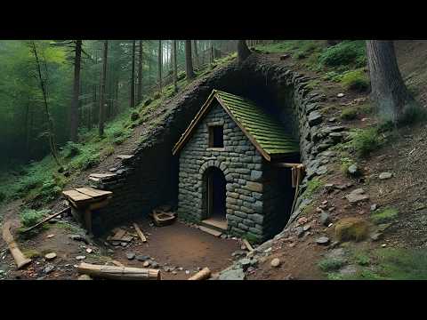 Man Dug a Hole in a Hill to Build the Ultimate Stone Shelter @DimaCamp 