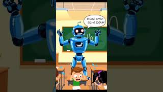 Robot Teacher in Class 🤖📚😂 | Funny Cartoon School Story #shorts