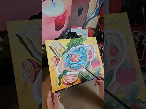idk if I should call this Farmer Soup* or The Flower is Edibel*#painting #paintingprocess #cute #art