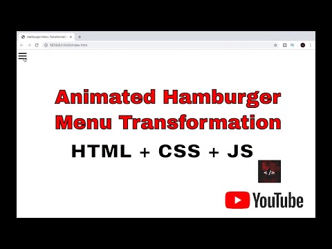 Hamburger menu to transform it into X  using HTML CSS and Vanilla JavaScript for beginners