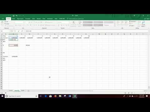 Excel Present Value Cash Flows =PV