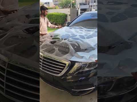 Mercedes S Class up for PPF (paint protection film) at client's doorstep in Lahore 📞 0310 4408322