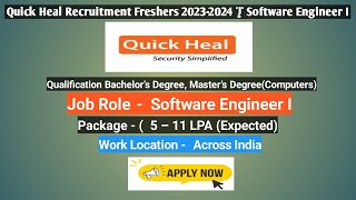 Quick Heal Recruitment Freshers 2023-2024 | Software Engineer I #fresherjobs #jobsearch #job #itjobs