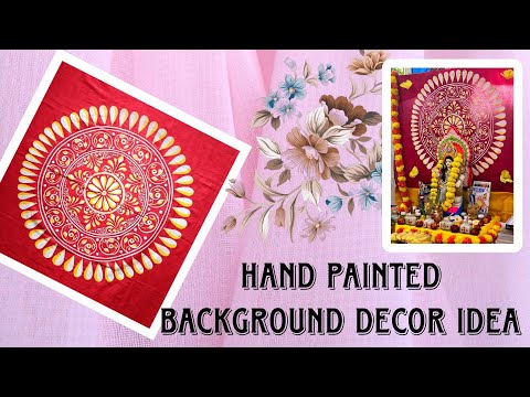 Hand painted background decoration full tutorial video| Alpona design tutorial| Fabric design