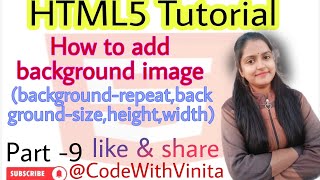 HTML Tutorials|Part-9|How to add background image in html|vs-code|@CodeWithVinita