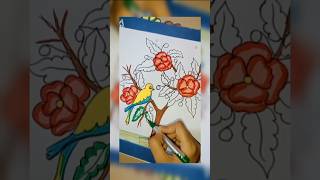 Flower Drawing || Bird Drawing Unique Drawing || #shorts #art #trending #viral #drawing
