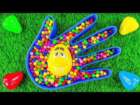 2 Minutes Satisfying Video ASMR with Mixing Rainbow Beads in Hand Bathtub with Magic Slime Cutting