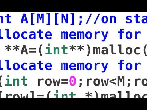 Short lecture 11: C program - 2d array malloc - random matrix on heap