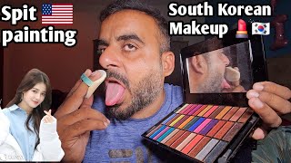 ASMR - Fast & Aggressive Spit painting Your South Korean Makeup💄