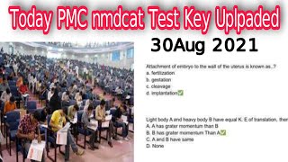 Today PMC Test KEY Uploaded || Today PMC nmdcat test key|Nmdcat Test Key  | 30Aug Nmdcat test Ke