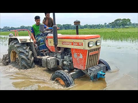 Tractor Mud Water Working | Swaraj 744 Fe Tractor | Tractor Deep Water | Tractor Q
