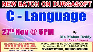 New Batch On C - Language by Mr. Mohan Reddy On 27th Nov @5PM At Maitrivanam(HYD) - Offline Batch