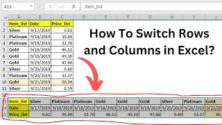 How To Switch Rows and Columns in Excel?
