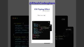 CSS Typing Effect using HTML CSS only #shorts #shortsfeed #webdesign #coding #htmlcsswebsite #viral
