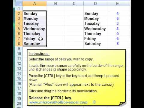 MS Excel Training Module 3 Editing  Cells - Lesson 3 copy mouse