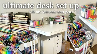 *aesthetic* desk makeover✍🏻🌿🎨 organizing all of my journals and pens!!