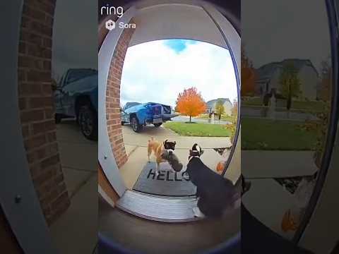 House Gets Robbed by Two Dogs! (Doorbell Cam) 🤣 #dog #robbery #Shorts