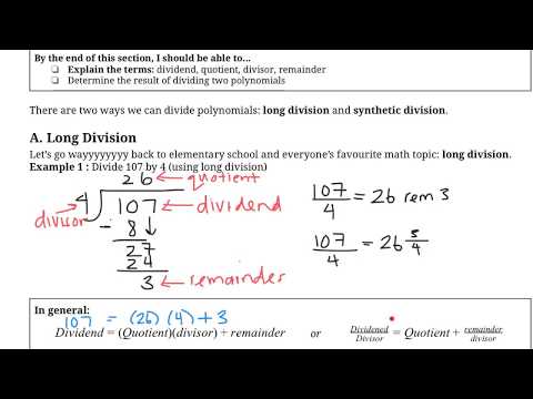 Dividing Polynomial Functions (MHF4U)