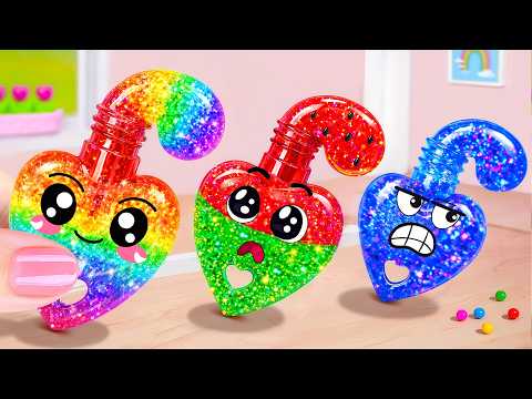 Sparkling Frozen Heart Shaped Honey Jelly 💗 How To Make Mini Rainbow Dessert 🍬 YUmmy Little Cakes