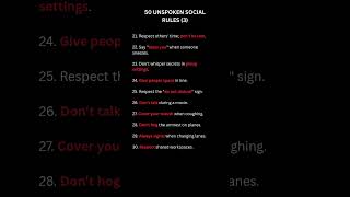 50 Unspoken Social Rules..🔥🔥 #darkpsychology #controlyourbrain #socialrules #share #ytshorts #shorts