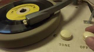 1950s Truetone Portable Record Player. Measures 13" x 11" x 7". Weighs 10 lbs. Works!