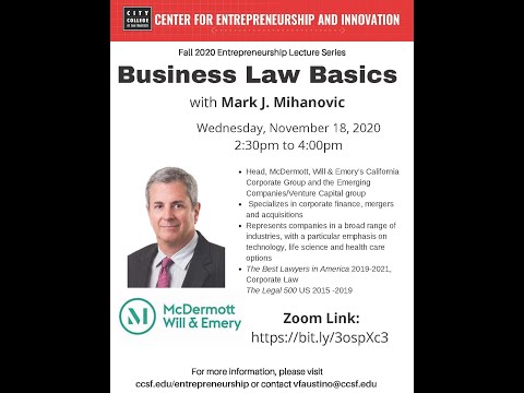 Business Law Basics with Mark Mihanovic 11/18/20