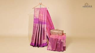 Samyakk | Kanchipuram sarees | Pink & Orange Dual Tone Zari woven Kanchipuram Silk Saree