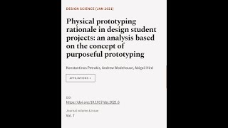 Physical prototyping rationale in design student projects: an analysis based on the c... | RTCL.TV
