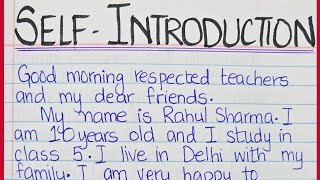 Self Introduction For College Students | Self Introduction In English