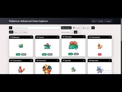 Pokémon Data Explorer Demo: Search, Filter, Favorites & More! (React + PokeAPI)