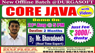 CORE JAVA Offline Training @ DURGASOFT