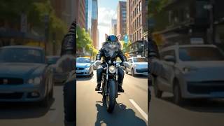 Motorcycle rider #cat #kitten #cutestory #animation #ai