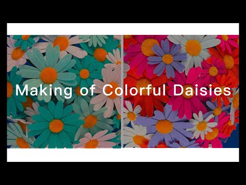 Making of colorful daisies.