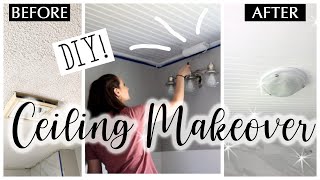 $50 Small Bathroom Makeover!! | COVER POPCORN CEILINGS | DIY Bathroom Remodel