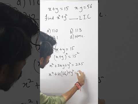 x+y =15 ; x.y=56 find x²+y² #maths #simplictiontricks #sbipo  #mathstricks #quickmathtrick