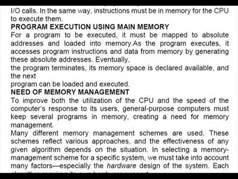 BCA III OS UNIT I PART 12 MEMORY MANAGAMENT