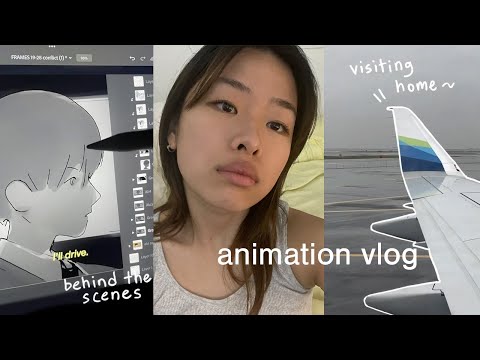 animation vlog ✦ visiting home, lineart & shading, timing frames ✧