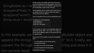 String vs StringBuilder  #codingtips #programmingtips #developertips  #learntocode #java #shorts