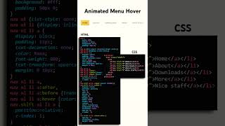 Animated Menu Hover Animation using HTML CSS only #navbar #navigationmenu #animatedmenu #shorts