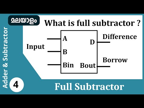 Full Subtractor Logic  | Binary adder and subtractor  in  malayalam