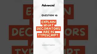 Explain What Decorators Are in TypeScript #shorts #ytshorts #codewithchitra