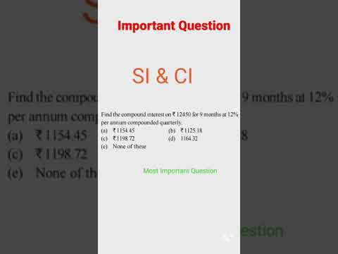 S.I & C.I | Most Important Question on SI & CI | #shorts