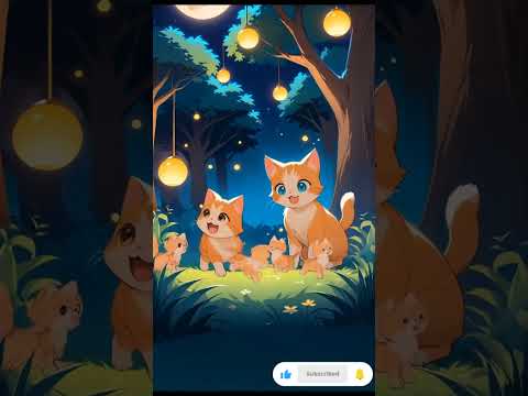 Cat & Dog Play Under Full Moon | Cute Night Animation with Kittens & Puppies | 4K Kids Cartoon