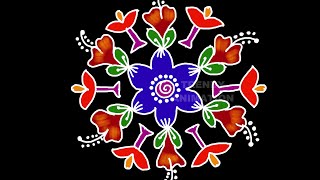 Diwali special deepam rangoli design with 9*5dots | Muggulu | Latest rangoli | Trendyanimation |