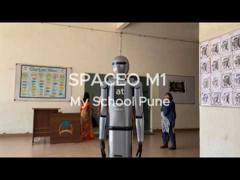 Spaceo M1 at My School, Pune| AI-Powered Teaching Assistant Humanoid Robot | Muks Robotics