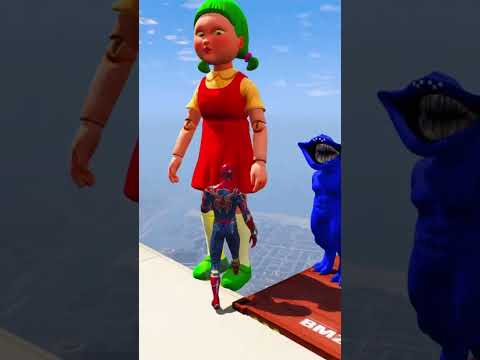 GTA V Spider-Man & Color Minions Epic Ragdoll Physics Funny and Fails #shorts​ #gtav