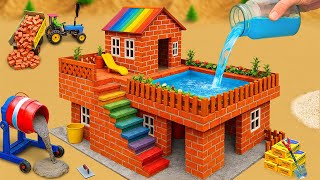 DIY Construction Science Project - Building a Modern 2-Story Fireproof House With Bricks and Cement