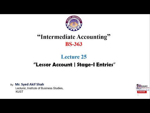 Lessor Account: Stage-I Entries
