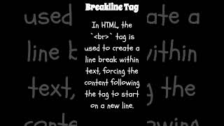HTML Breakline Tag [1] || #html #htmlbasics #html5 #basichtmltags #breaklinetag #shorts